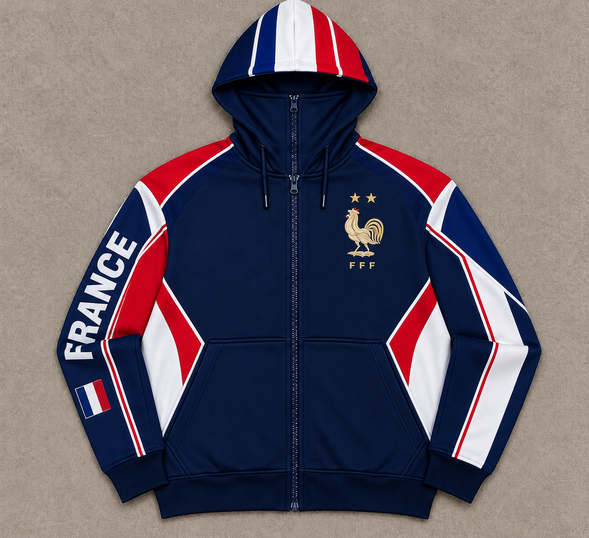 France Navy, Red & White Zip-Up Hoodie
