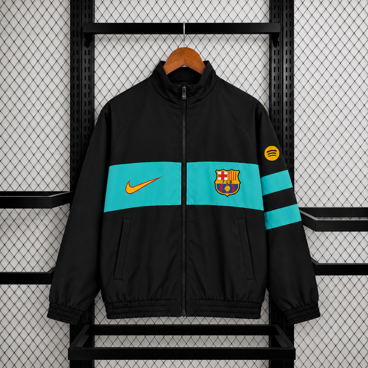 26-27 Barcelona Black Jacket Retro Windproof Jacket