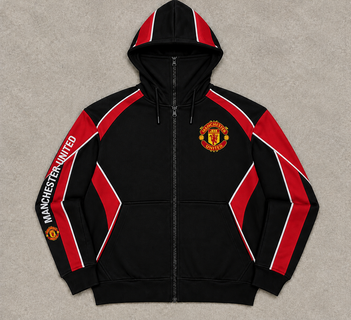 Manchester United Black & Red Zip-Up Hoodie